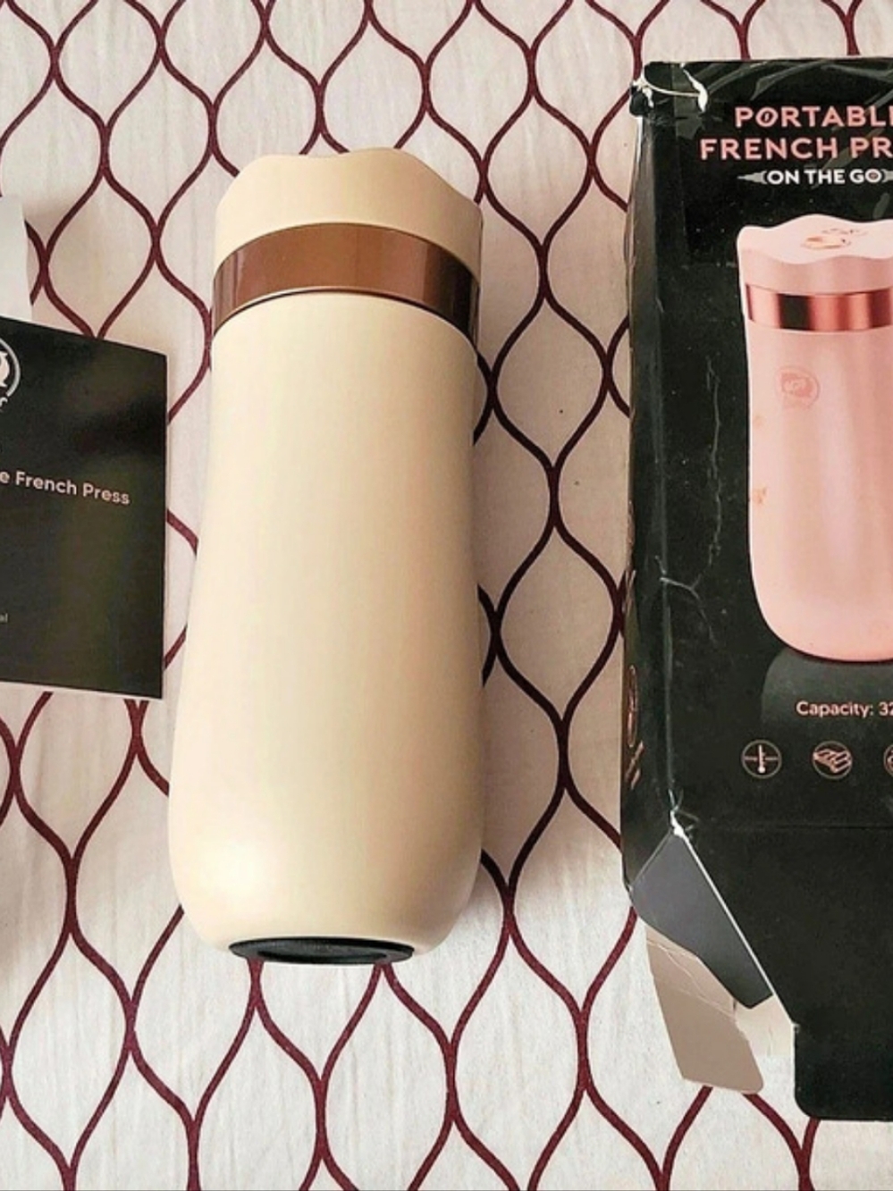 iCafilas Portable French Press On The Go Pink & White